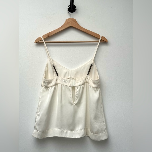 Aritzia Talula Cream Satin Spaghetti-Strap Minimalist Cami Tank Adjustable Staps - Picture 3 of 10